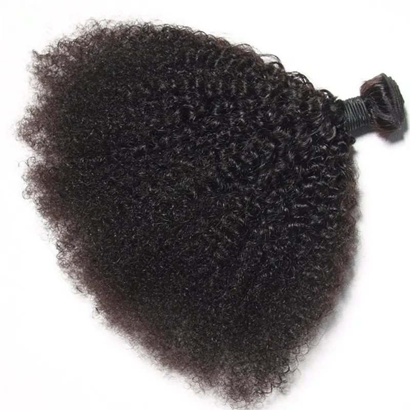 7A Menselijk haar Weave Braziliaanse Afro Kinky Krullend Met Sluiting Midden Driedelige Vetersluiting Met Bundels 2269583