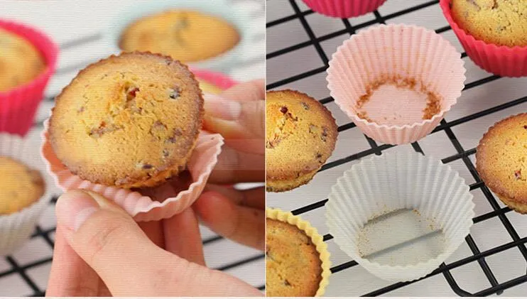 % 100 marka Silikon Kek Kalıp Muffin Cupcake Pişirme Kapları Pan, Form Bakeware Mutfak Yemek Bar Pasta Tatlı Dekorasyon Araçlar pişirin için