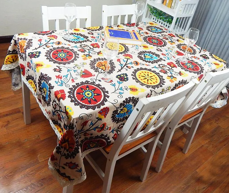 European Cotton & Linen Mediterranean Style Square Tablecloths Sunflower covers Print Table Cloth For wedding table cloth