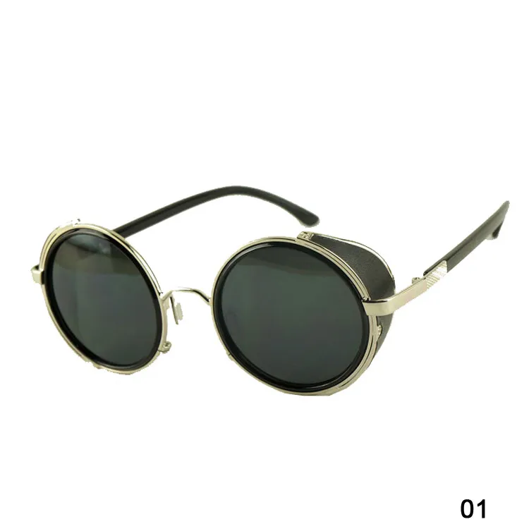 Occhiali da sole unisex rotondi vintage stile all'ingrosso-estivo Fashion Steampunk Metal Occhiali da sole da donna Circle da uomo 6 colori GS-0207