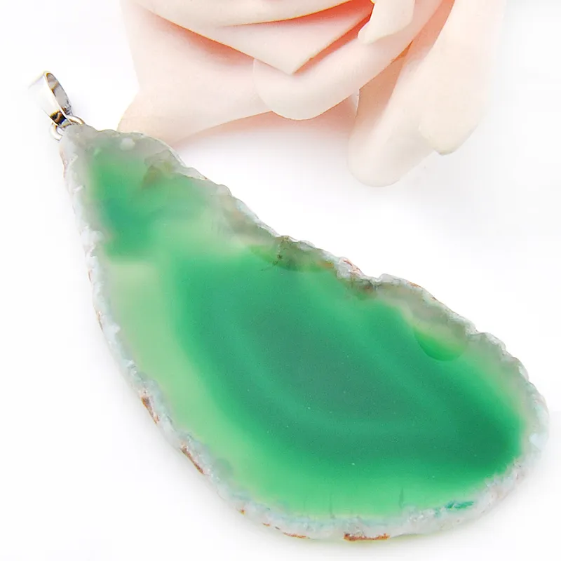 Wholesale 1LOT Newest Green Natural Agate Gem 925 Sterling Silver USA Israel Wedding Engagement Pendants Party Jewelry