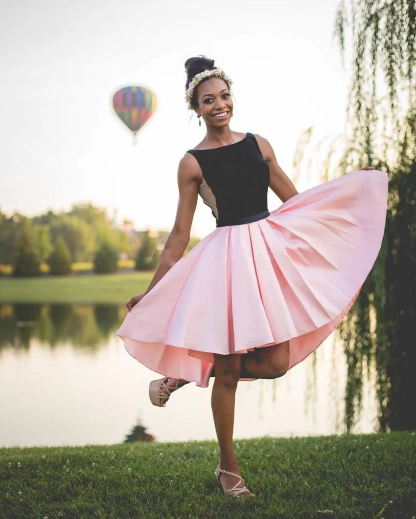 Black and pink short clearance dress