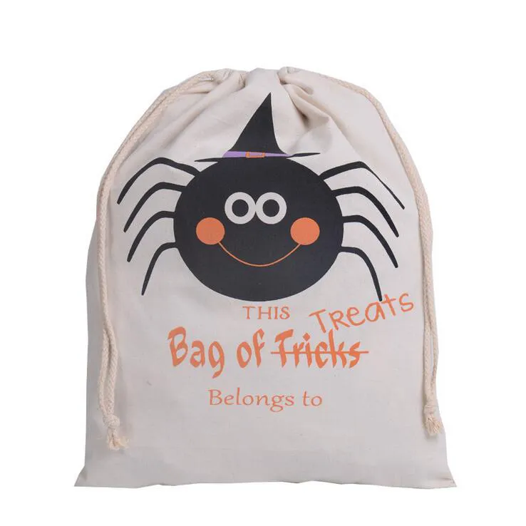 2021 Halloween Party Candy Gift Sack Treat of Trick Pumpkin Bat Witch Canvas Tas Kinderfeestjes Festival Trekkoord Tassen