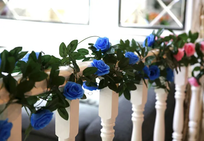 2.1 m alta qualidade artificial rose guirlanda de flores de seda videiras hera casa jardim decoração do casamento