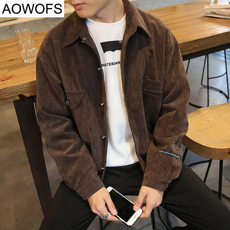 Wholesale- Japanese Style New Men's Jacket Spring/autumn Fashion Corduroy Embroidery Jacket Mens Baseball Coat Korean Plus Size 4XL