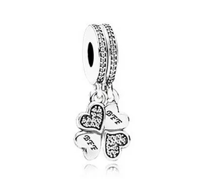 Pasuje do Bransoletki Pandora 100% 925 Sterling Silver Beads Najlepsi przyjaciele Na zawsze Wisiorek Urok z Clear CZ 2016 Nowa autumen biżuteria 1 pc / lot