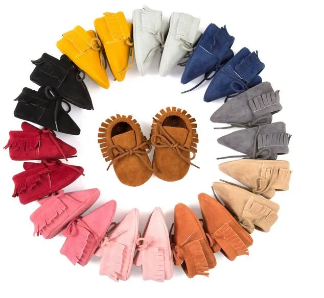 11 couleurs bébé PU cuir mocassins marcheur chaussures garçons filles enfants enfant en bas âge chaussures à lacets mocassin doux premiers marcheurs chaussures