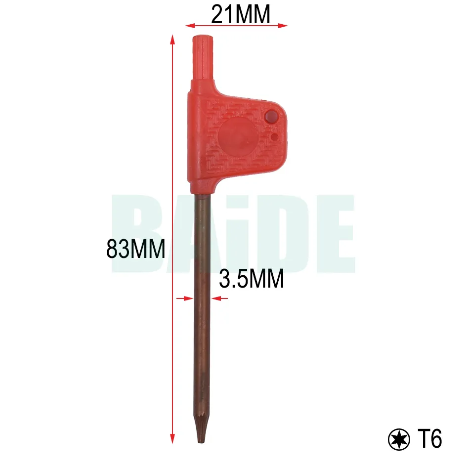 T6 T7 T8 T9 T10 T15 T20 Torx skruvmejsel nyckelnyckel Liten röd flagga skruvmejslar Verktyg 200st