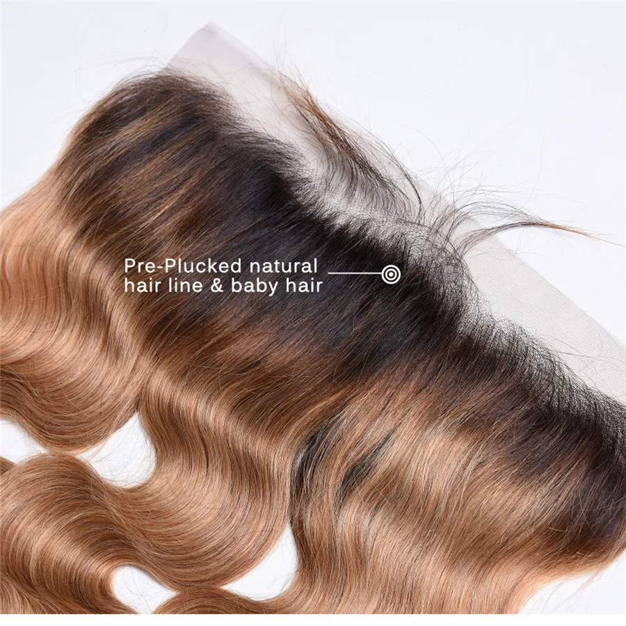 2 tone color 1b 27 honey blonde dark root ombre body wave brazilian human hair ear to ear 134 full lace frontal closure6384677