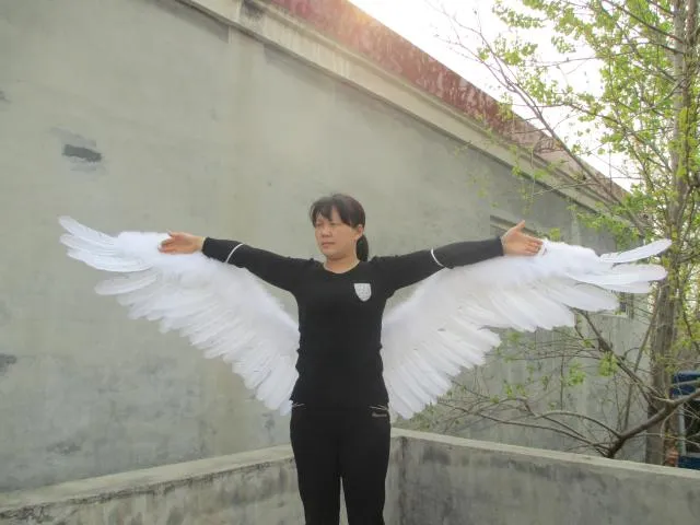 Personalizado de alta qualidade branco tamanho grande Angel Devil Feather Wings performance de palco COSPLAY props EMS Frete Grátis