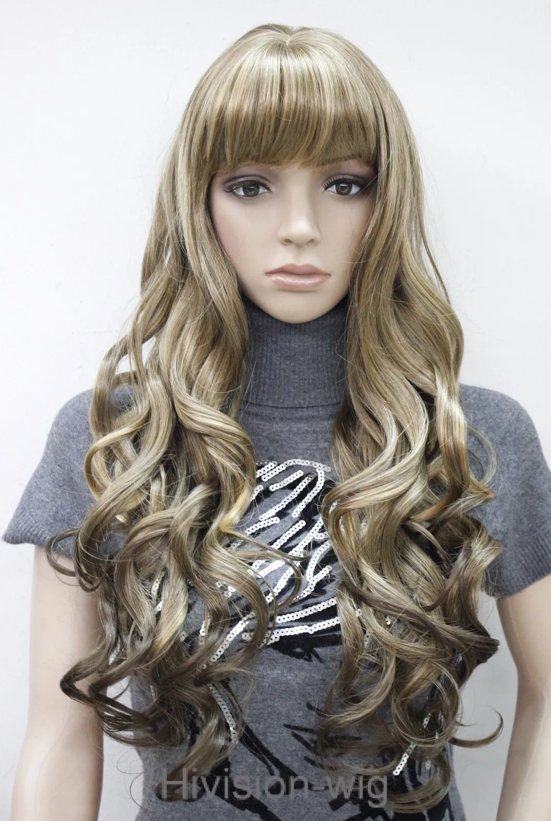 Long Wavy Bangs Women Natural Daily wig Hivision beautiful charming New9561364