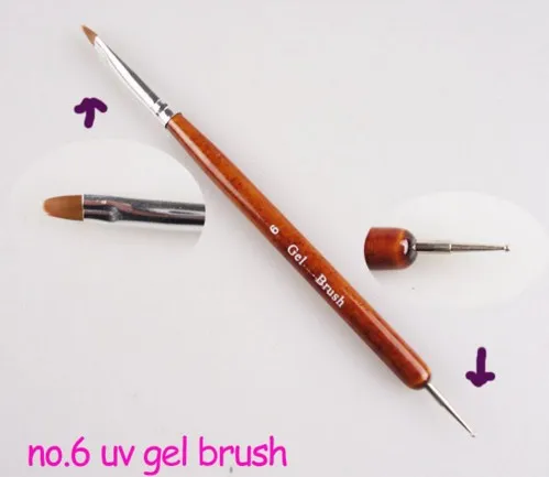 Nail Art Hot Sell New Professional French Gel Brush med Dottor Doting Tool#6#8#10#12#14#16 för UV Nails Design 10st/Lot