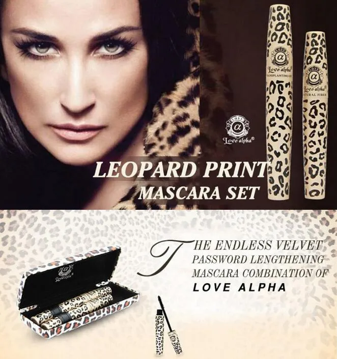 Love Alpha Wild Leopard Mascara 3D-vezel wimpers liefde zoals alpha waterdichte transplanterende gelnatural make-up cosmetica met doos