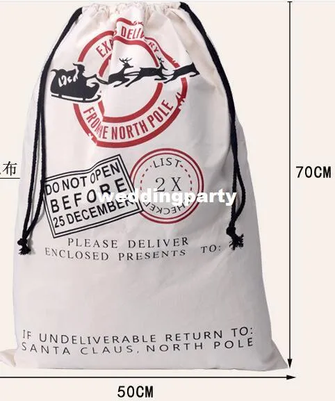 Livraison gratuite 6 styles sac de père noël toile sac de père noël sac cadeau de noël sac 50x70cm taille