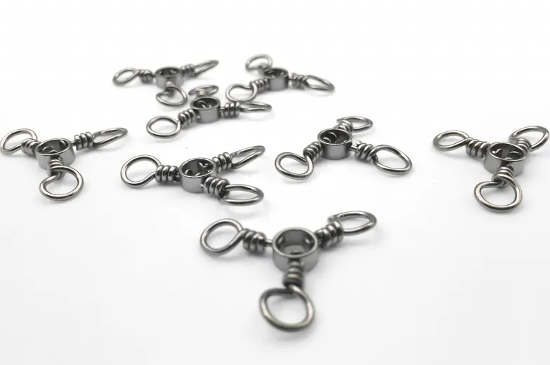 Rompin lot 3 way swivel fishhooks accessories 3way fishing swivels solid rings connector fishing accessories9087645