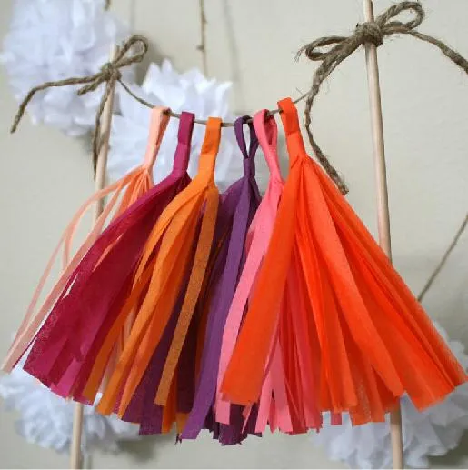 1BAG (5 stycken med rep) Tissuepapper Tassels Garland DIY Wedding Event Födelsedagsfest dekoration Produktförsörjning -WT001