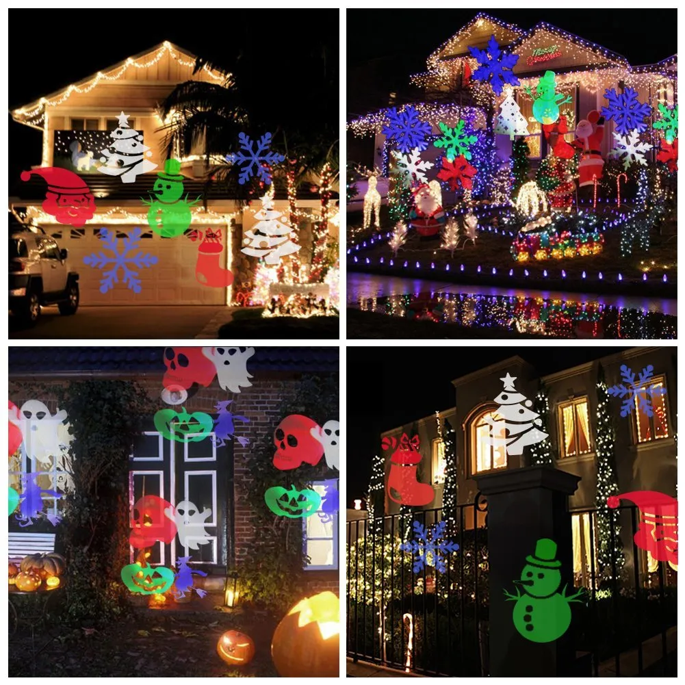 Weihnachtslichtprojektor Ucharge Rotierender Projektor Schneeflockenstrahler LED-Lichtshow für Halloween-Party-Feiertagsdekoration