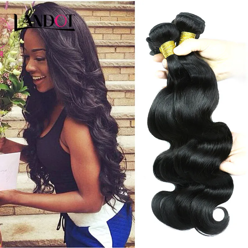 Brasiliansk Virgin Hair Body Wave 100% Human Hair Weave Bundes Obehandlade Peruanska Malaysiska Indiska Remy Vågiga Hårförlängningar 3/4 st Lot