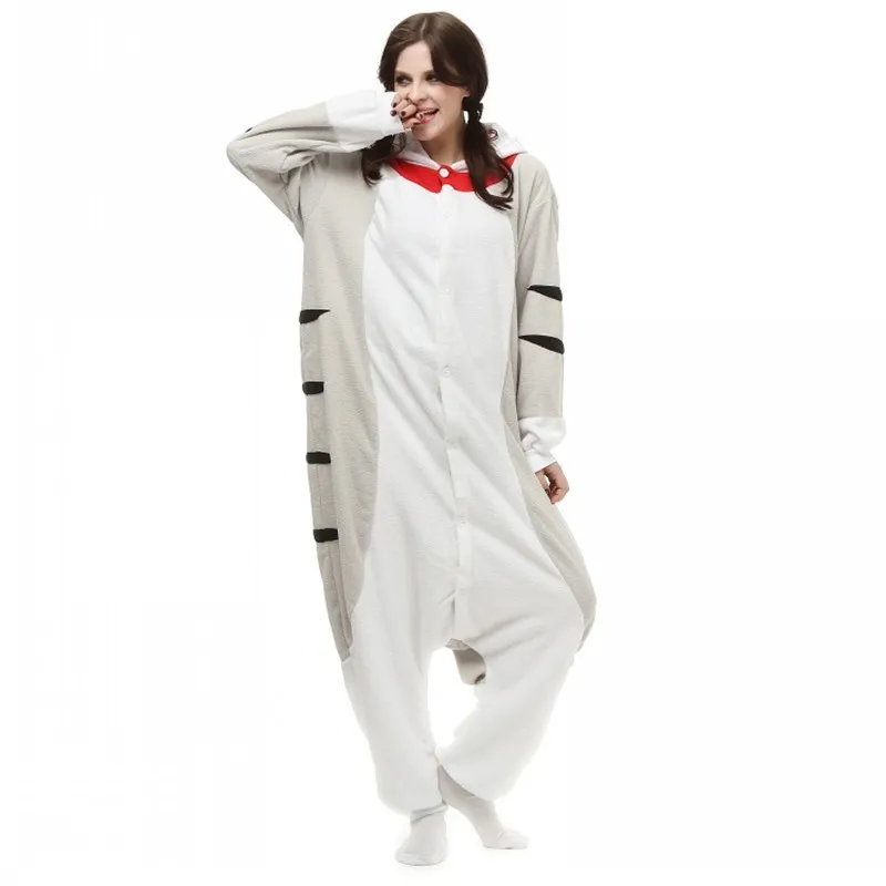 Unisexe polaire mignon pyjamas Onesies à capuche Animal pyjama Chi's doux Cosplay Costumes Chi chat pyjama Halloween bande dessinée combinaison livraison gratuite