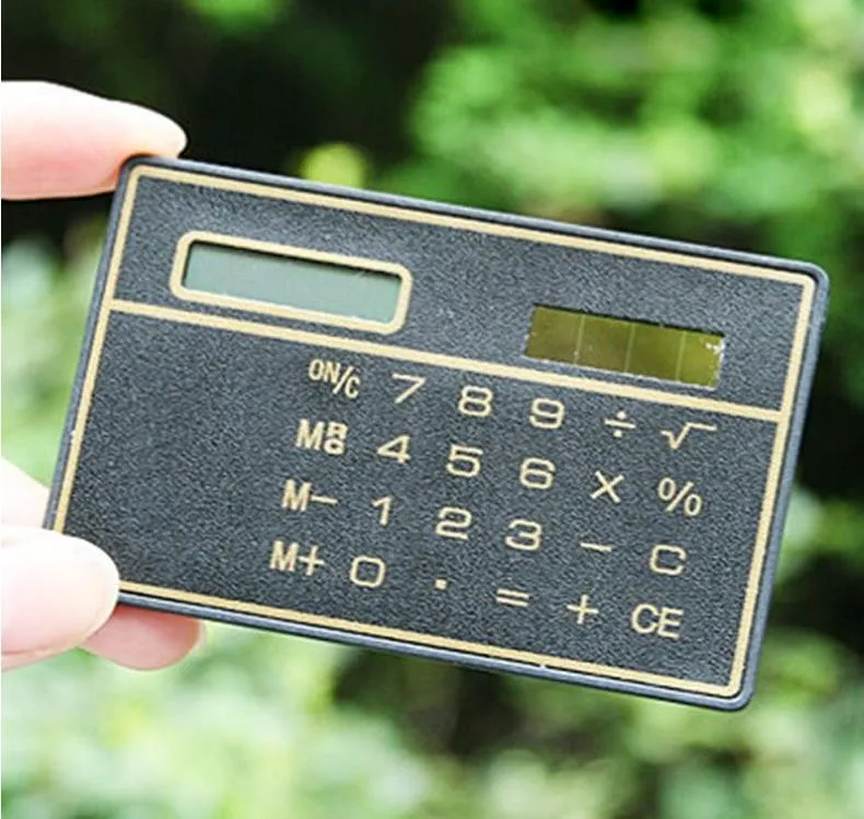 Solar Card Calculator Mini Calculator Solarpowered Teller Small Slim Credit Cards Solars Power Pocket Ultraathin Calculators Sup2602718