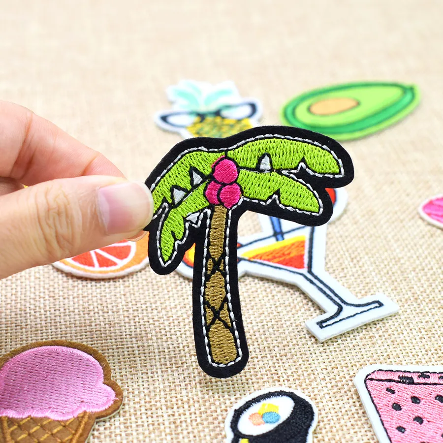 10st broderlappar Applique Iron on Fruit Food Drinks Patches For Clothing Iron-On Transfer Patch For Jeans Bags Di194w