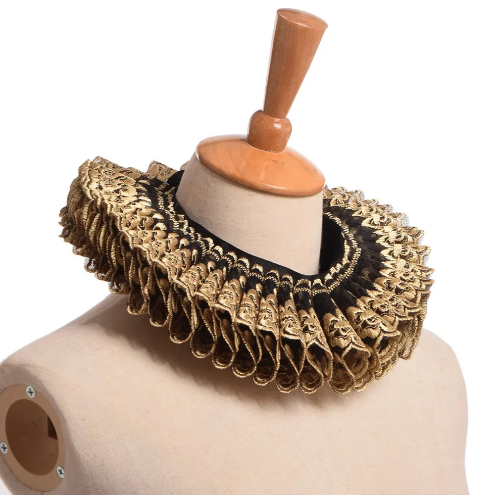 Vintage Renaissance Neck Ruff: Gold and Black Ruffles, Elizabethan ...