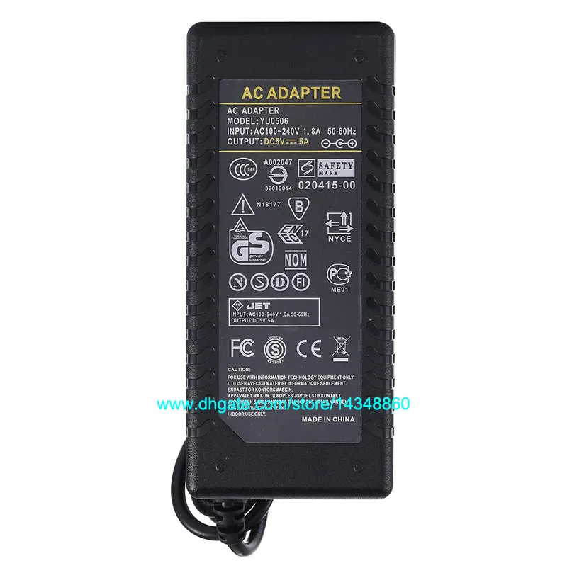 With IC Chip AC DC Power Supply 5V 5A Adapter 25W Charger Transformer For LED Strip Light CCTV Camera 