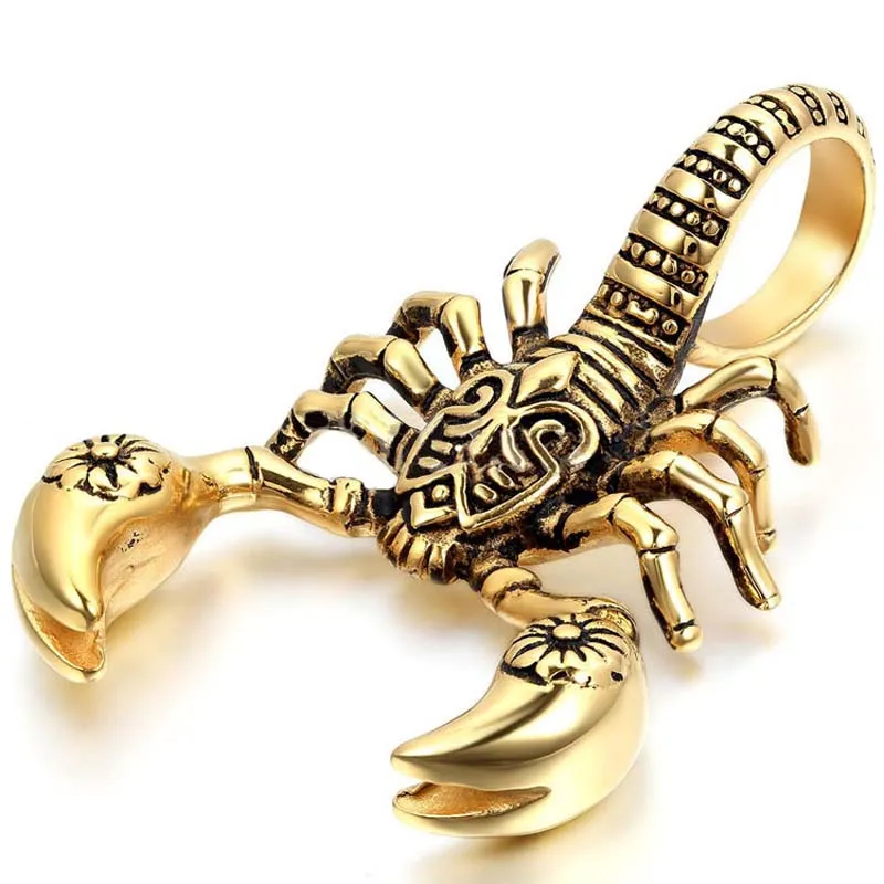 Европейские ювелирные изделия в виде скорпионов из нержавеющей стали, винтажные золотые, серебряные мужские подвески, ожерелья, кожаное ожерелье-цепочка, оптовая продажа
