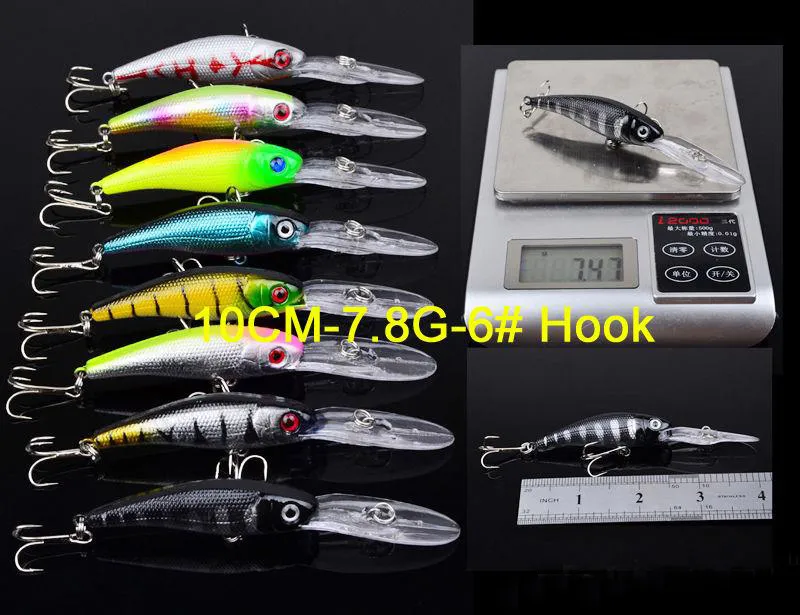 로트 낚시 루어 세트 혼합 6 모델 43 Clolor Minnow Crank Bait Bishing Baits베이스 태클 236n