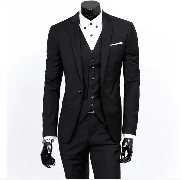 Latest fashion style of men's three-piece suit dress high quality customized handsome man suit jacket + pants + vest