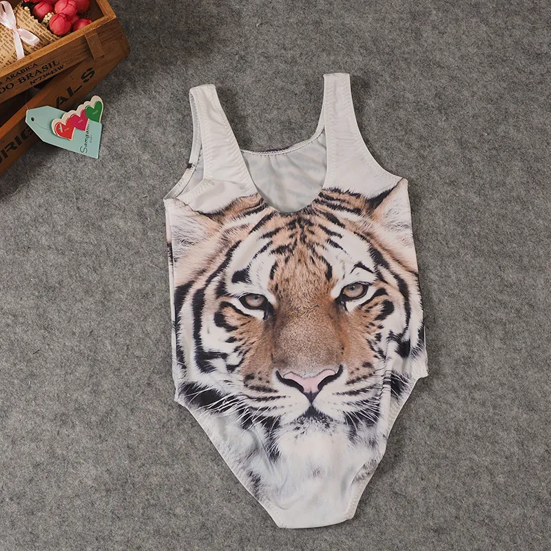 One Piece Kids INS tiger swimsuit 3D Tiger print Swimsuit for Girls Brand new Kids animal Swimwear Girls Bathing Suits Girls Swimwear