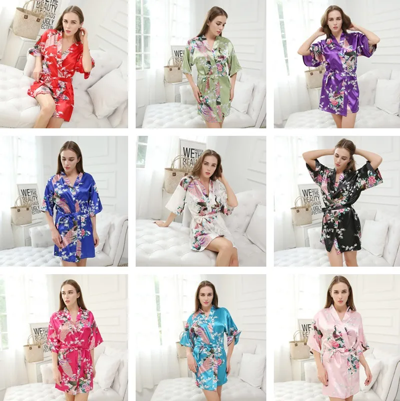 Silk Kimono Robes For Women Satin Bathrobe Long Silk Robes For