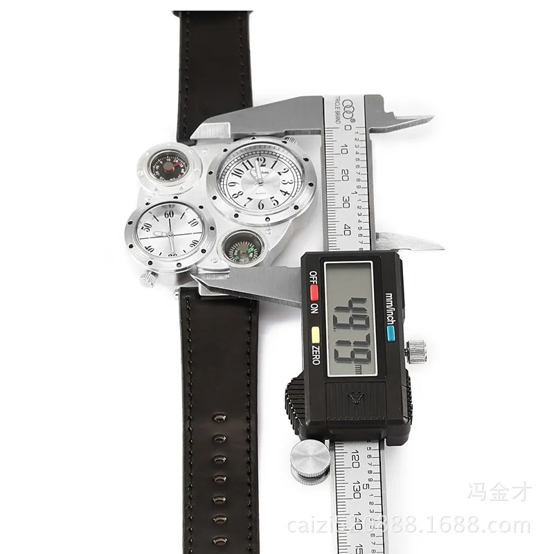 Multi Function Sport Watch för män OOULM QUARTZ WATCH COMPASS Termometer Watch Quartz Leather Belts Strap Wristwatches