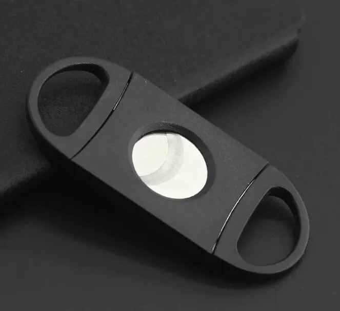 Pocket Plastic Stainless Steel Double Blades Cigar Cutter Knife Scissors Tobacco Black New whole1152288