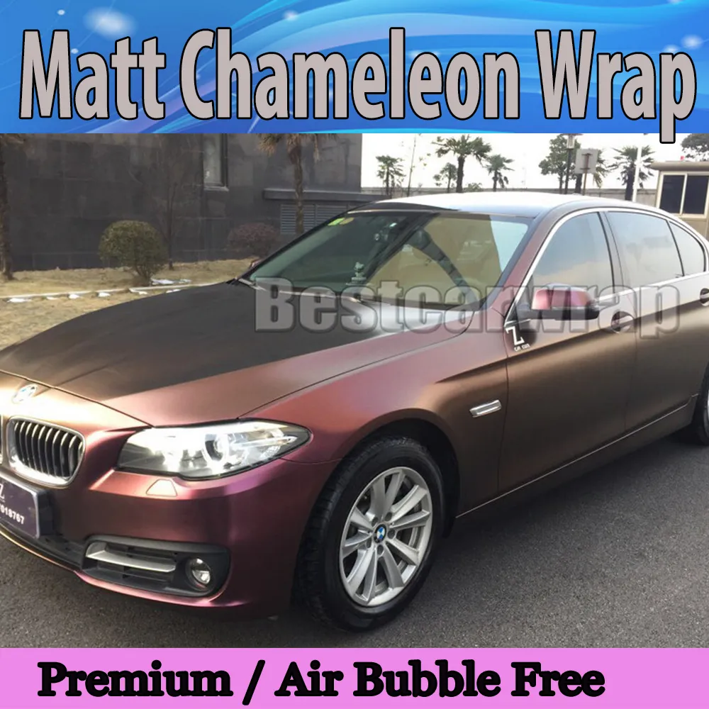 Gold Purple Matte Chameleon winyl z pęcherzykiem powietrza wolny pojazd samochodowy Wrap Flip Flop Folia Film Auto Cover Folia 1,52x20m/rolka 4,98x666 stóp