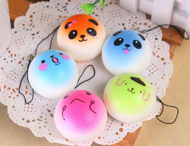 3D Kawaii Squishy Porte-clés Panda pour clés Téléphone Strap Mobile Charm Pendentif Porte-clés