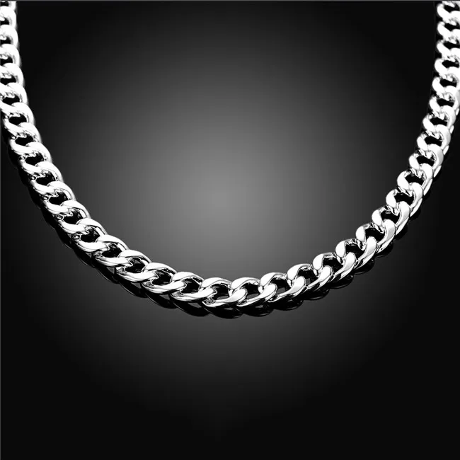 Heavy 115g 10mm klamry kwarta boków Male modele Sterling Silver Plate Necklace StSN011, Moda 925 Silver Łańcuchy Naszyjnik Fabryka