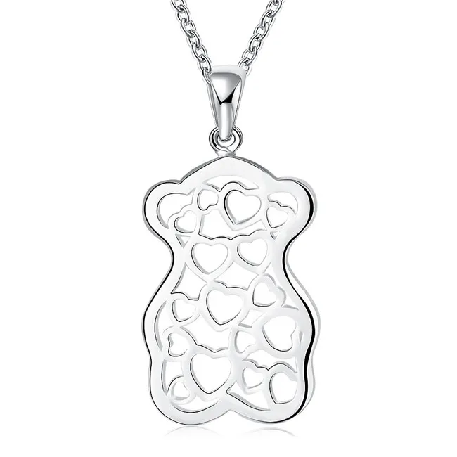 Heißer Verkauf Damen kleine Bärenform hohl Anhänger Halskette Sterling Silber vergoldet Halskette STSN770, Mode 925 Silber Halskette Weihnachtsgeschenk