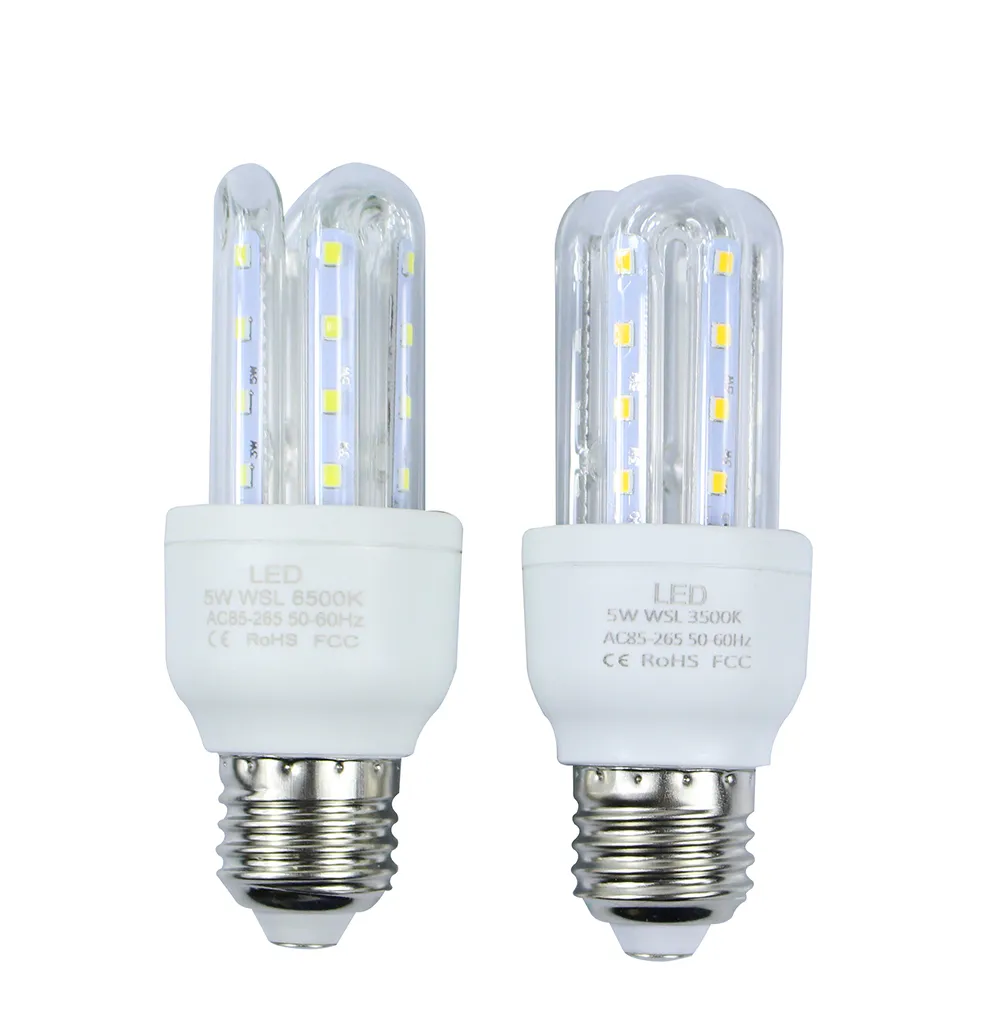 Energibesparing 5W E27 LED Corn Bulb Utomhusbelysning 24 SMD 2835 360 grader U Form AC85-265V LED-lampa ljuskrona ljusljus