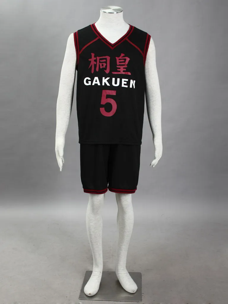 Hoge Kwaliteit Basketbal Jersey Cosplay Kuroko No Basuke Daiki Aomine No.5 Cosplay Kostuum Sportkleding Top + Shirt Zwart
