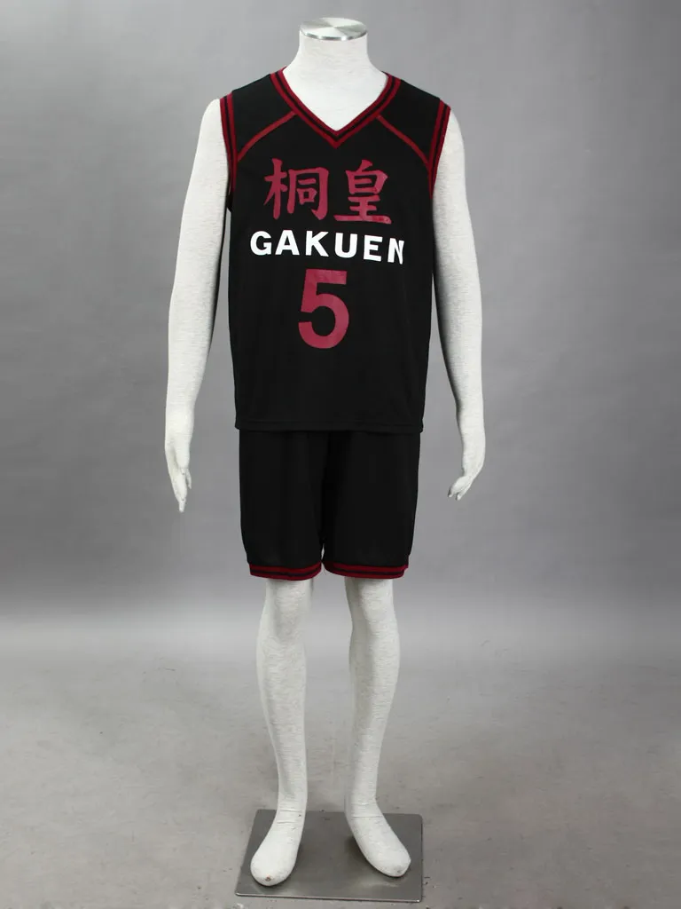 Jersey de basquete de alta qualidade Cosplay Kuroko No Basuke Daiki Aomine No.5 Cosplay Traje Esportes Wear Top + Shirt Black