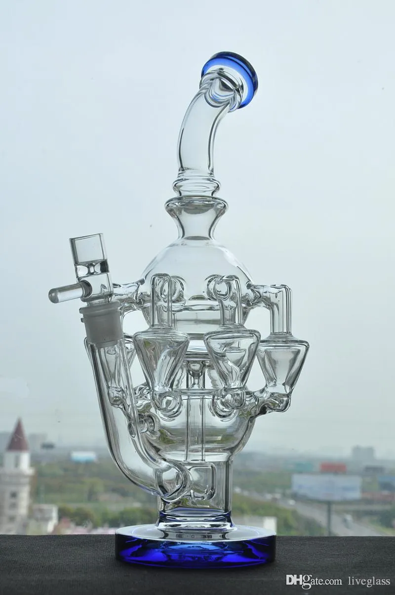 Neue Ankunft 8 Arm Recycler Glas Bong Dabs Percolator Cyclone Helix Wasserpfeife Rauchpfeife Bohrinsel Bongs