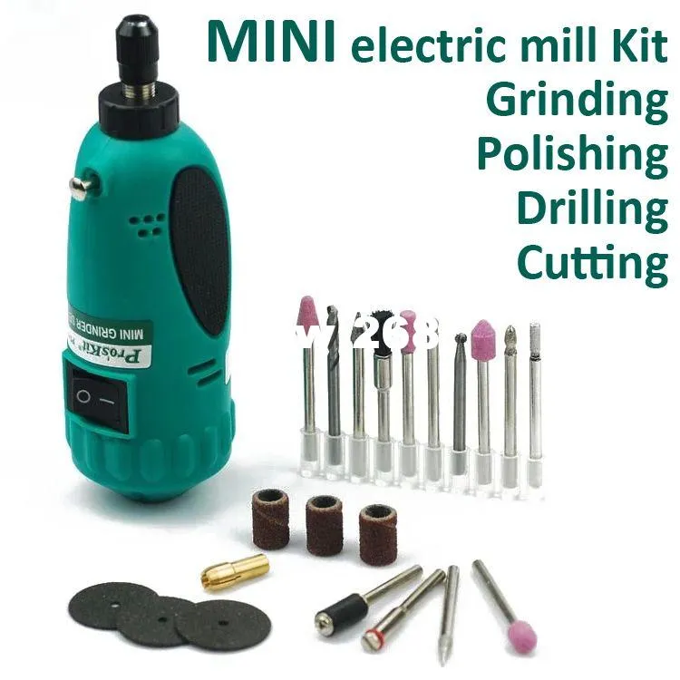 PT-5202F Mini Grinder Mini Electric Mill Electric Drill Set Slipning Polering Borrning Skärning 21 Tillbehör