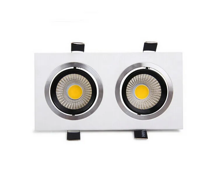 Gratis frakt Hög Super Square Dubbel 20W Varm Vit Kall Vit 2x10W COB LED Downlight, LED Taklampa Ljus AC85-265V