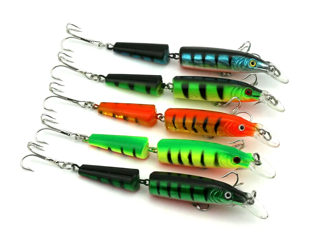 HENGJIA New arrival Minnow Lures fishing lures Jointed Hard Baits fishing tackle (JM002) 10.5CM 9.6G 4#hooks 50pcs