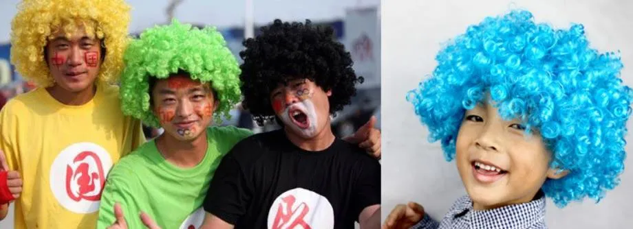 Yeni Unisex Palyaço Hayranları Karnaval Peruk Disko Sirk Süslü Elbise Partisi Stag Do Joker Yetişkin Çocuk Kostümü Afro Kıvırcık Saç Peruk Partisi