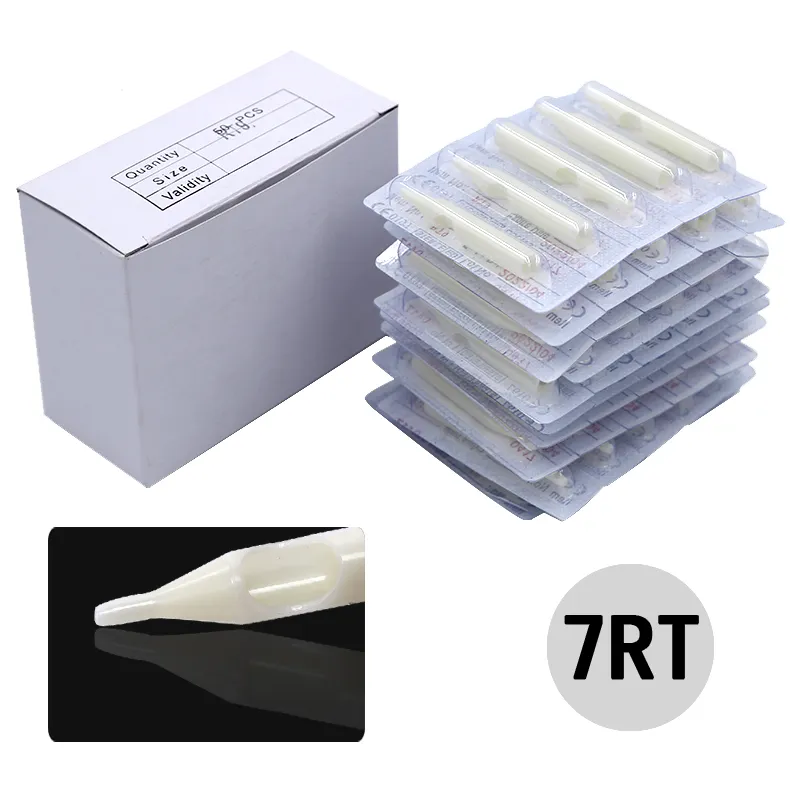 Embouts de buses d'aiguille de tatouage 7RT ronds 50pcs embouts en plastique de tatouage jetables