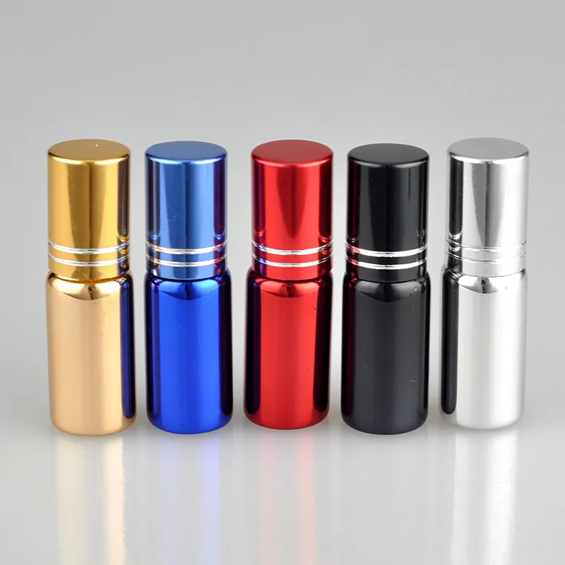 5 ml UV gecoate essentiële oliebroodje op fles roestvrij stalen roller bal aluminium deksels geur parfum