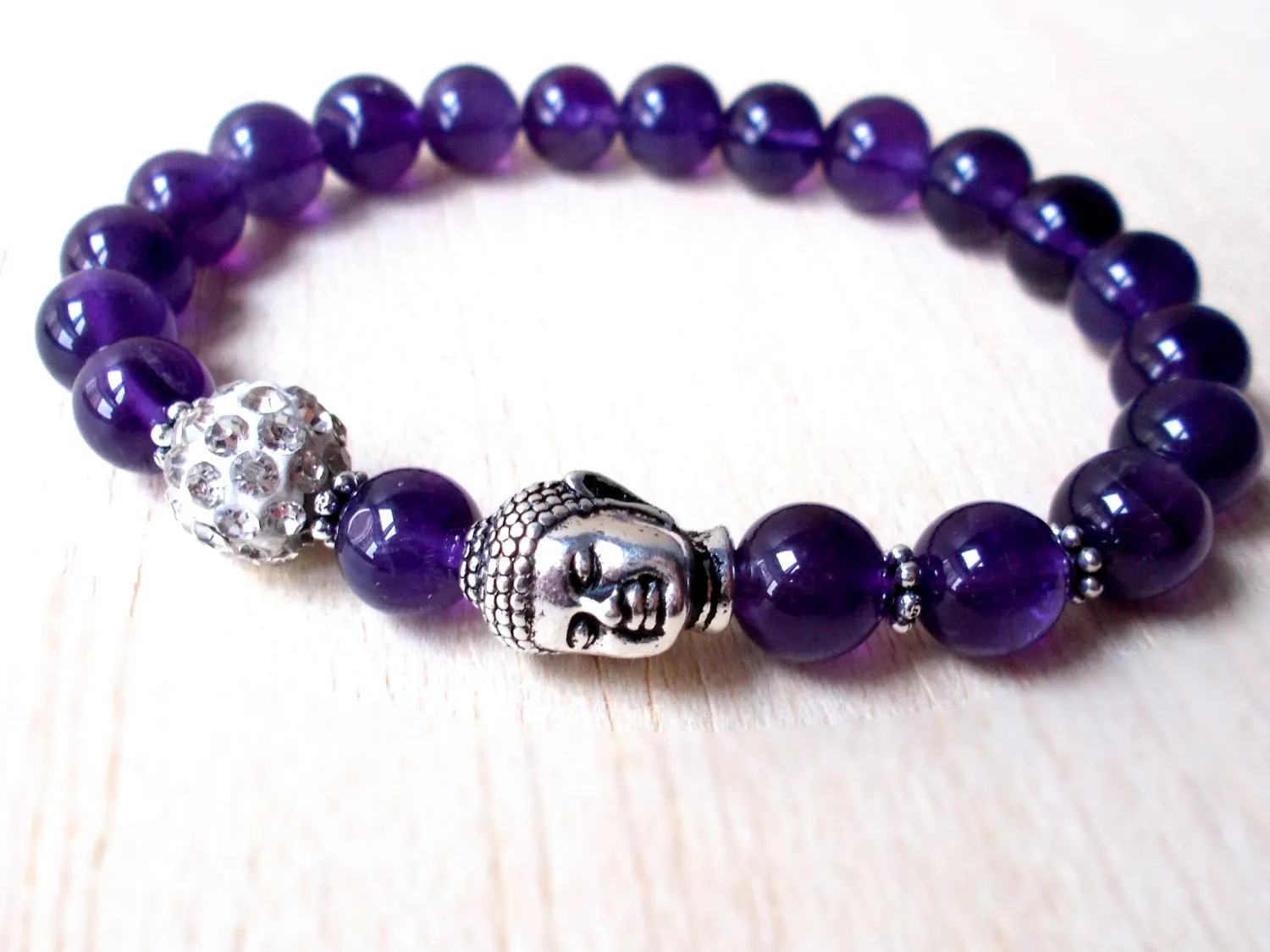 SN1126 Hochwertiges 6MM Amethyst Armband Buddha Mala Yoga Schmuck Heilkristall Angst Armband Kronenchakra Schmuck Anti Stress