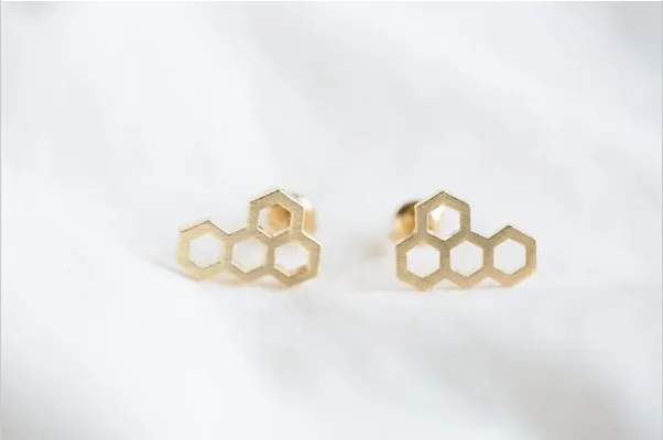 of women's fashion sexy gold/silver/pink honeycomb wholesale ED039 stud earrings women holiday best gift